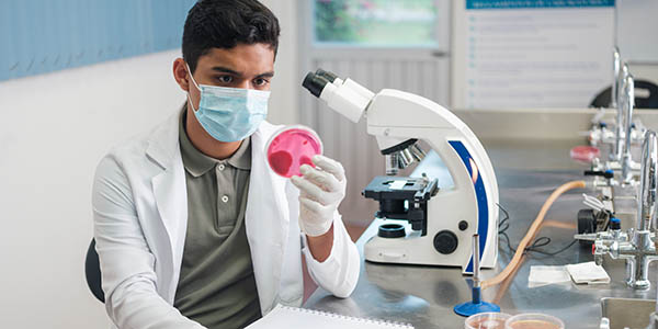 Scientist working with samples