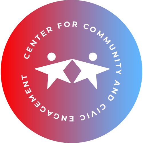 Center For Community And Civic Engagement brand with two stars in the center