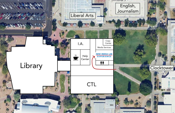 Room AS-122 located west of the clocktower and east of the library.