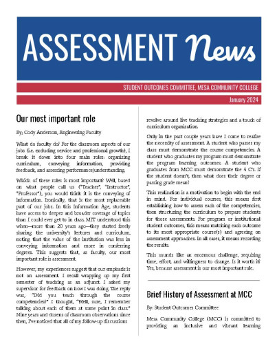 Assessment News, Jan 2024