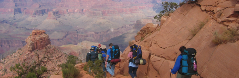 Students hiking into the Grand canyon