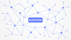 Blockchain represented as a web of intersecting lines