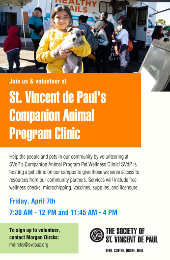 St. Vincent de Paul's Animal Program Clinic flyer
