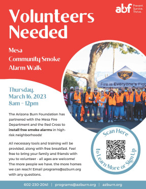 Mesa Community Smoke Alarm Walk Volunteer Flyer March 2023