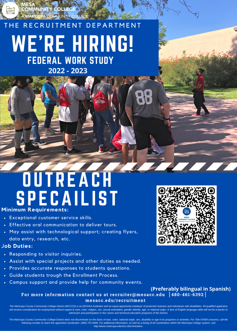 We're Hiring Outreach Specialist Flyer 