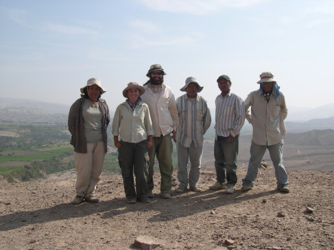 MCC archaeology faculty member Kirk Costion, Ph.D., third from left, with the excavation team in Peru