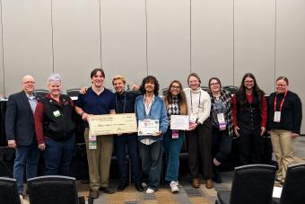 From Left to Right: ASTC President Paul Sanow, USITT Education &amp; Training Coordinator Andrea Ball; MCC students Jeffrey Rudolph, Brian Wayne, Rodrigo Sandoval, Sarah Salmi, Theodore Felix Grant McEntire, Elizabeth Witte, Sedrikk Cramer and ASTC Mentor Kascey Haslanger.
