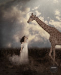 Composite of a giraffe and model by Sadera Nye