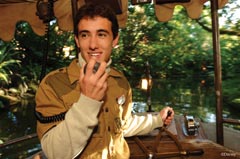 A Disney employee speaking aboard the Jungle Cruise.