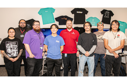 From left to right: QiQi Capati, Carl Cortez (MCC Jamf Instructor), Vincent Johansen, Jackson Mirich, Josua Oertle, [these may be truncated on screen: Matthew Matusak, Adrian Lopez and Kai Emerson]