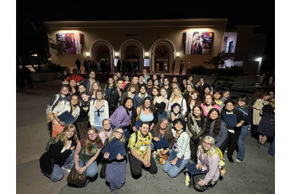 Large group of theatre students at theatre festival