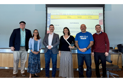 From left to right: Pat McNeil (SWVF), Christina Fortner (MCC Veterans Services), MCC students Markus Marti, Paige Rosen and Luis Ramirez, and Will Quiala (SWVF).