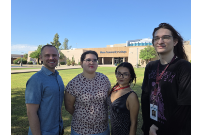 Four students, members of The Mesa Legend editorial team. 