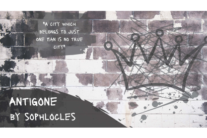 Graphic of a kings crown on a brick wall with scribbles over it