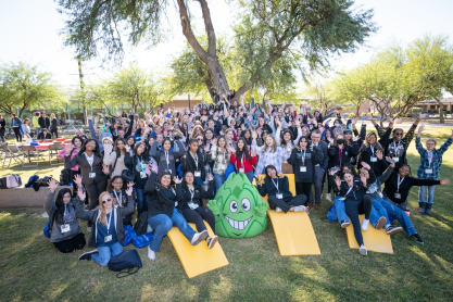 Participants at the 2022 Girls Get I.T. event gathered outdoors.