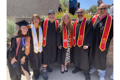 MCC Allied Health faculty at MCC's 2023 graduation ceremony. From left to right: Dean Mary Boyce, Department Chair: Sean Newton, EMS Programs Director: Jennie Wyatt, Paramedic Program Coordinator: Jamie Tate, EMT Program Coordinator: Michael Pennington