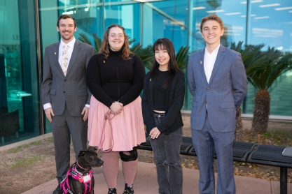 The 2024 MCC All-Arizona honorees left to right: Matthew Skabelund, Charlotte Fornasiero, Isabel Rei Zann Wee and Jakobe Stevens