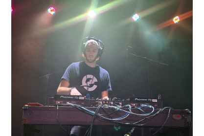 Student with DJ equipment