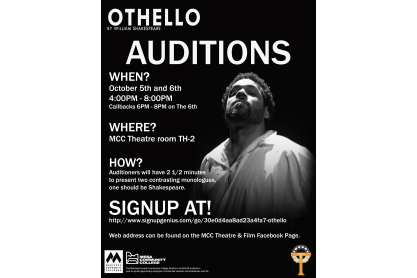 MCC Theatre announces auditions for Shakespeare’s ​Othello