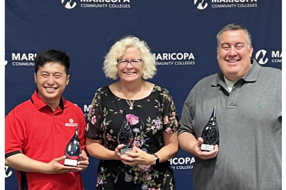 MCC 2023 Outstanding Adjunct Faculty Award recipients Pamela Lizardi, Minh Nghiem and Jorge Pierce.