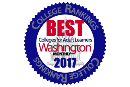 2017 Washington Monthly Best Colleges for Adult Learners badge