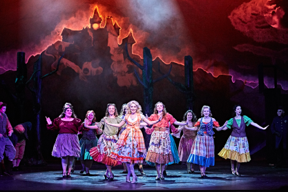 Performers in dresses during Young Frankenstein.