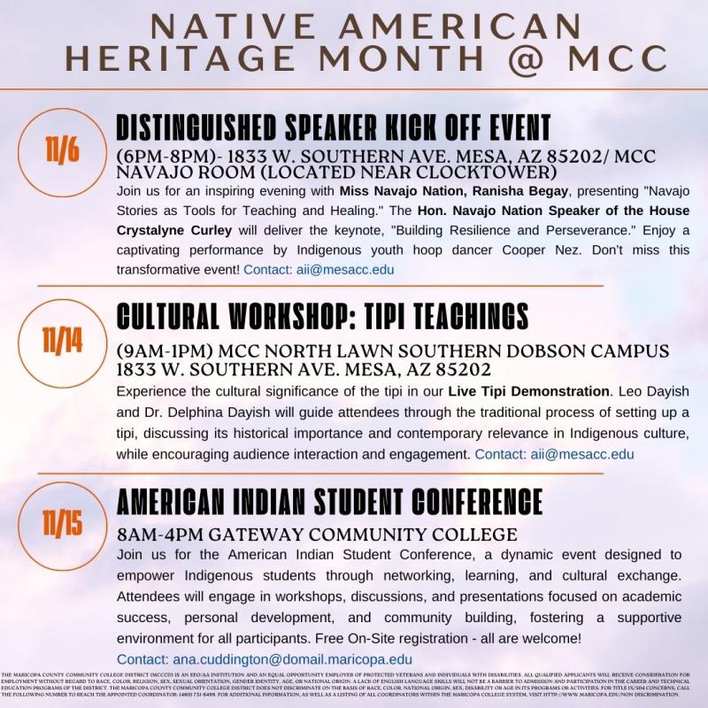 Join Us for Native American Heritage Month at MCC!