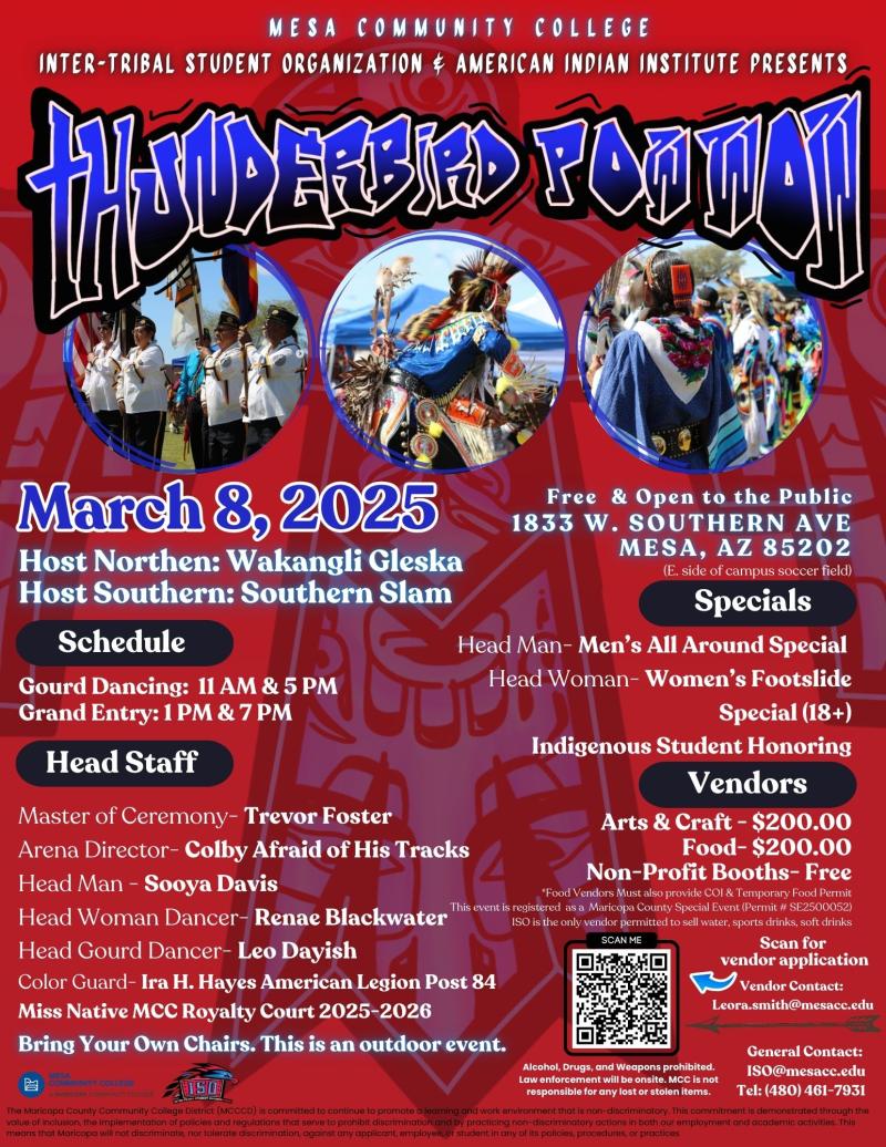 Mesa Community College Thunderbird Pow Wow Returns on March 8, 2025