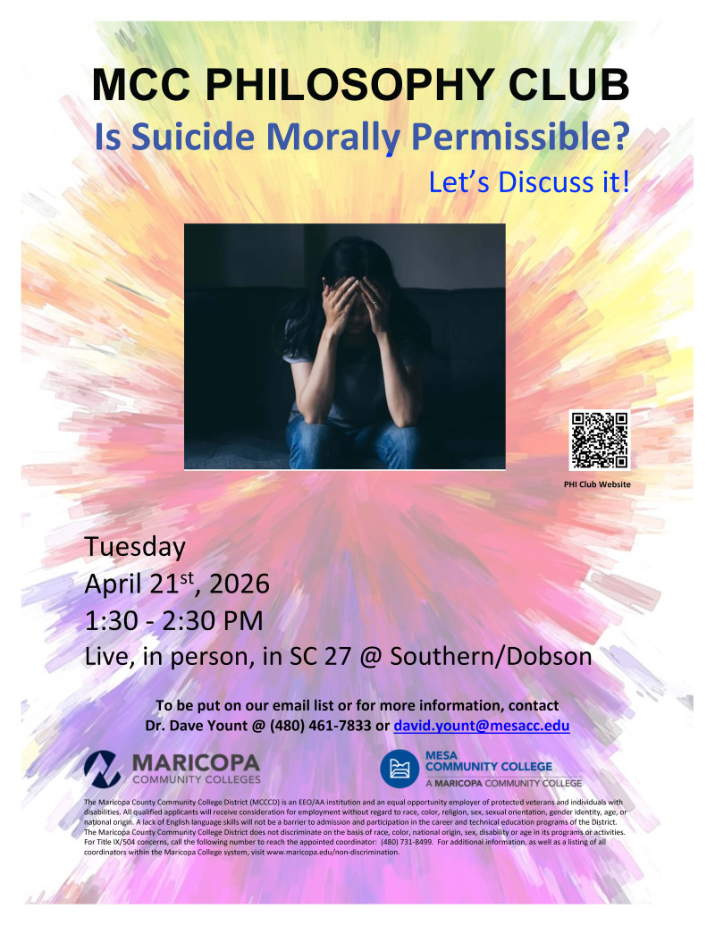 Philosophy Club Meeting: Is Suicide Morally Permissible
