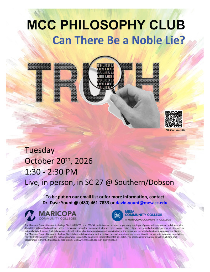 Philosophy Club Meeting: Can There Be a Noble Lie?