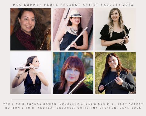 Collage Photo of the Six Artist Faculty flutists