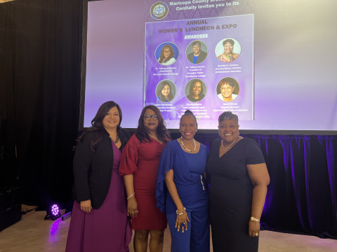 Dr. Robinson with (left to right) Juana Hernandez of SRP; the Honorable Leah Landrum Taylor, Assistant Director of the Arizona Department of Economic Security; and Dr. Tiffany Hunter, President of Paradise 