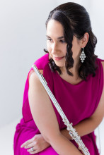 Michelle Stolper in Fuchsia Dress with Flute