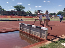 Women's Track and Field athletes compete in the steeplechase at the NJCAA Outdoor Nationals