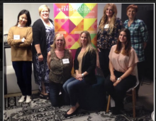 Left to right: Qinghua Alice Wang, Jennifer Clancy, Elaine Wilson-Gibson, Melissa Hurtado, Brooklyn Moss, Mathilde Pinault and Laurie Hobbs