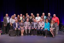 Group photo of past and present Hall of Fame Honorees with MCC President Dr. Richard Daniel. 