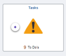 Screenshot of the student center Tasks tile with an exclamation mark.