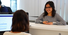 Student at a counter