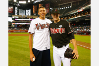Pau Tonnensen with Arizona Diamondbacks All-Star pitcher Patrick Corbin.