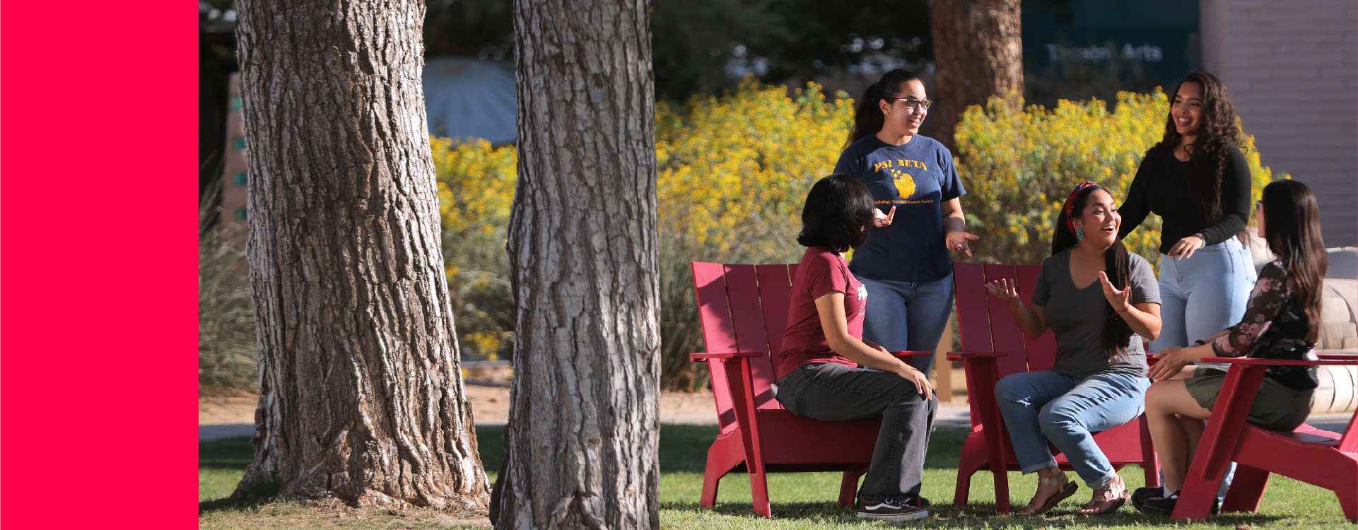 Female students talking outside