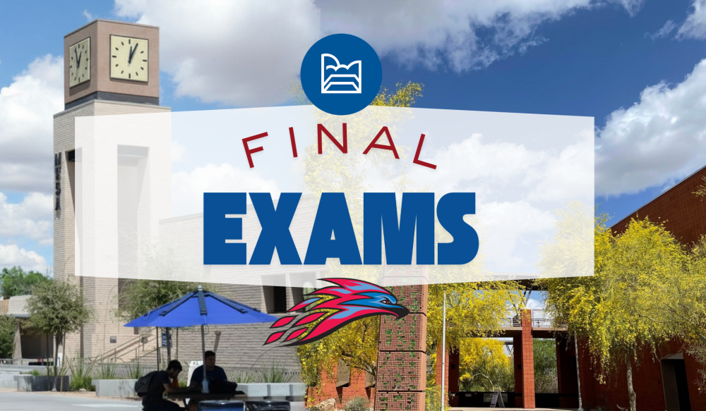 Photos of campus announcing final exams