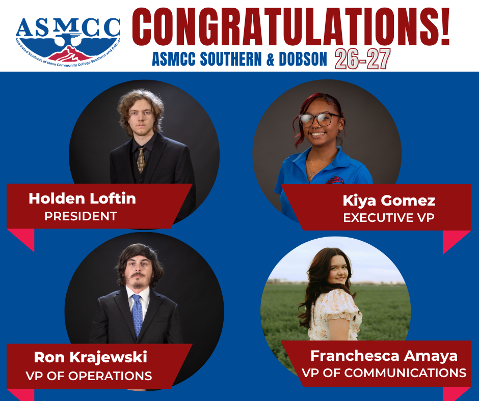 Photos of the new ASMCC officers for 26-27